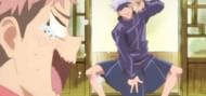 Gojo Satoru wearing Nobara Kugisaki's skirt (image via Mappa)